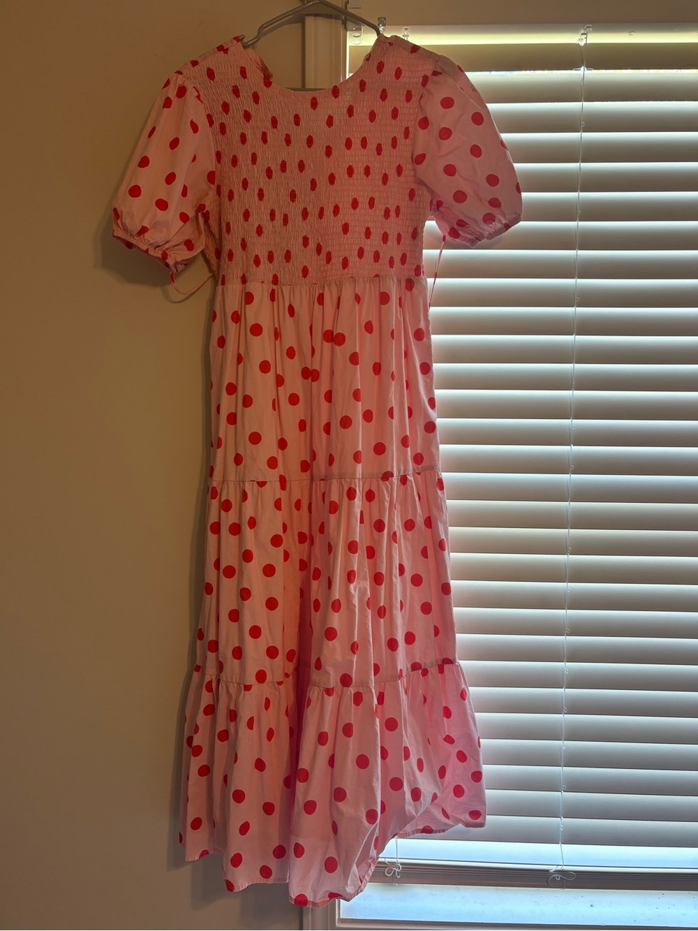 Petal & Pup Light Pink Dress with Red Dot Print